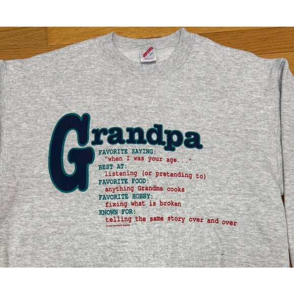 Lot of 2 Vintage Sweatshirts L – Hanes Floral & Russell Grandpa – USA Made - Picture 11 of 16